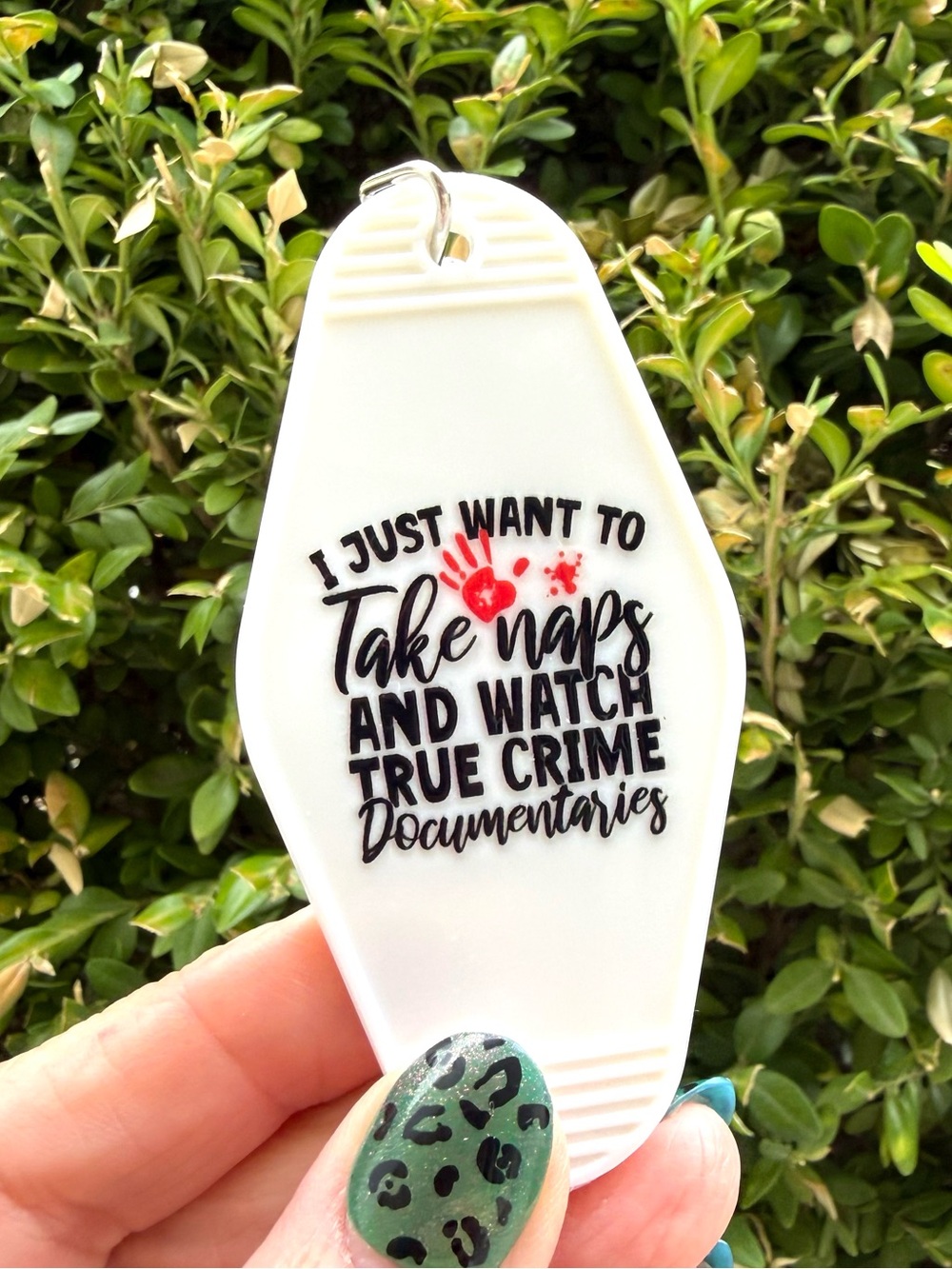Vintage style motel key 3.5” keychain true crime fan crime shows gift idea